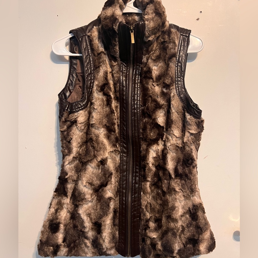 Brown faux leather vest